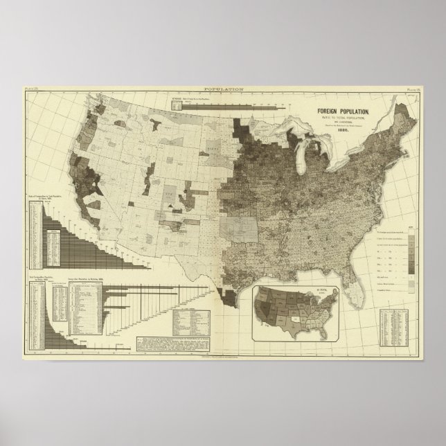 Foreign population by counties poster (Front)
