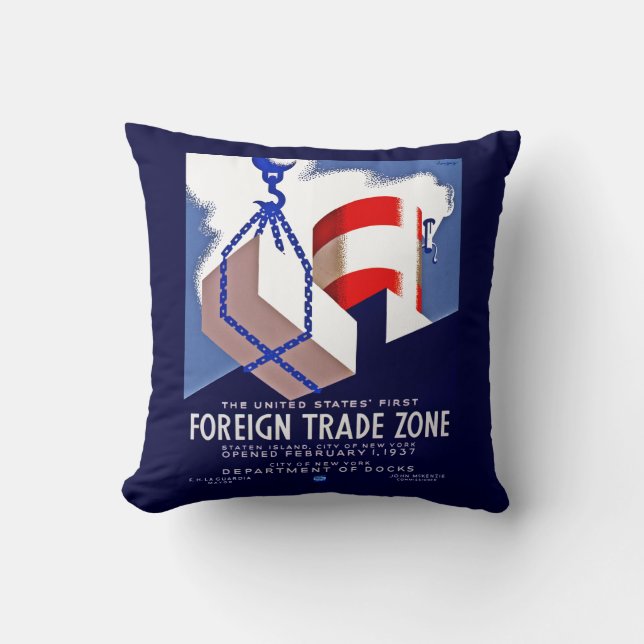 Foreign Trade Zone Throw Pillow (Front)