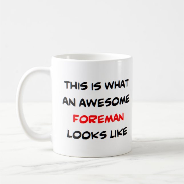 foreman, awesome coffee mug (Left)