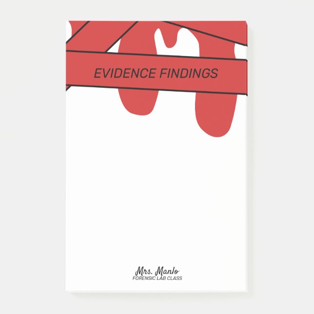 Forensic Lab Class Blood Script Name   Post-it Notes (Front)