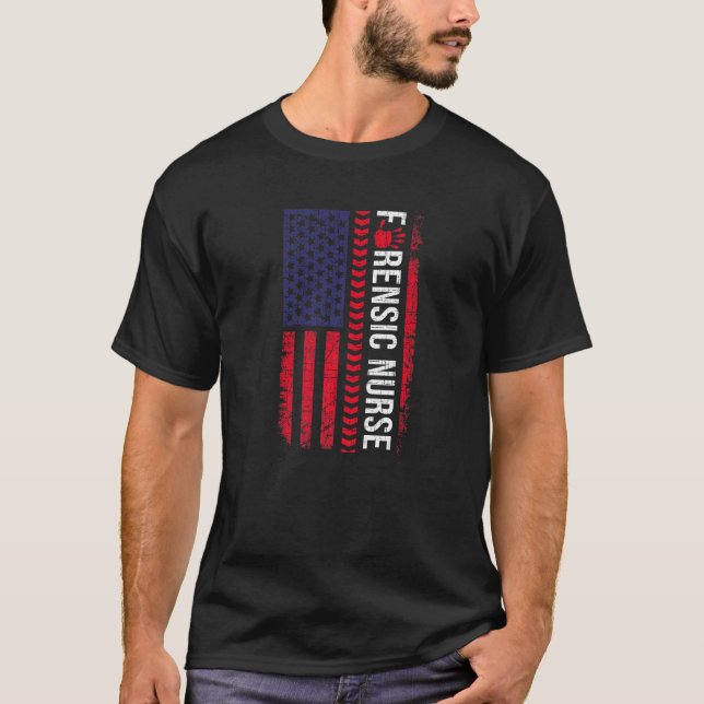 Forensic Nurse Flag Forensics Science Correctional T-Shirt (Front)