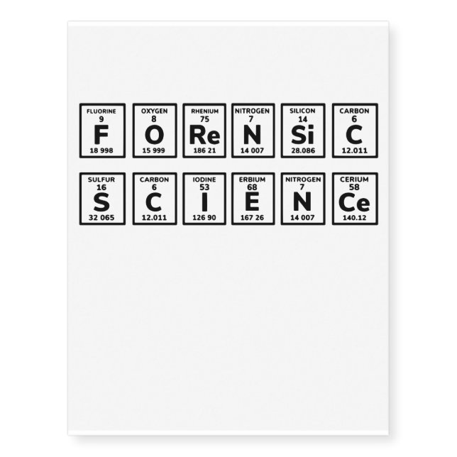 Forensic Science Periodic Table Temporary Tattoos (Front)