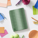 Fores Green Metallic Texture Image Monogram iPad Pro Cover<br><div class="desc">Fores green image of a metallic texture background brushed aluminum look with a custom monogram—simple,  minimalistic design.</div>