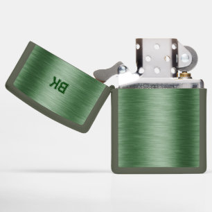Fores Green Metallic Texture Image Monogram Zippo Lighter