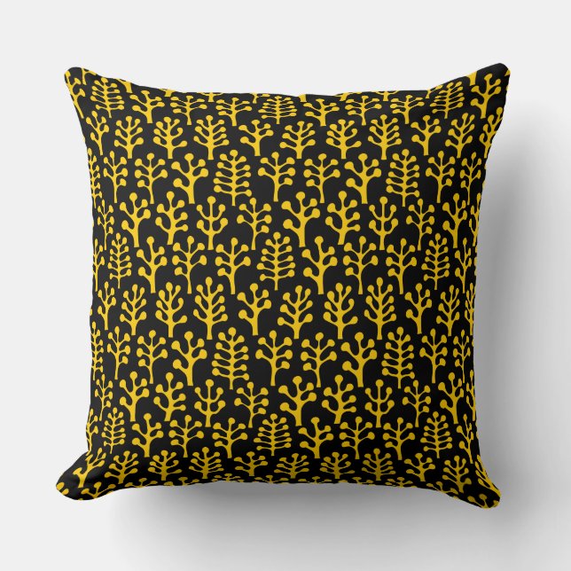 Forest 230823 - Amber on Black Throw Pillow (Front)