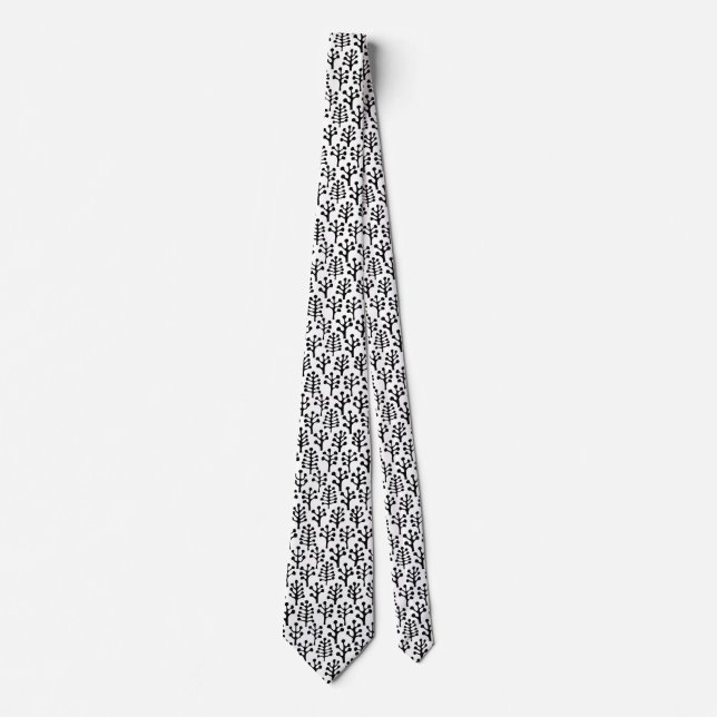 Forest 230823 - Black on White Neck Tie (Front)