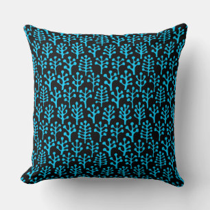 Forest 230823 - Sky Blue on Black Throw Pillow