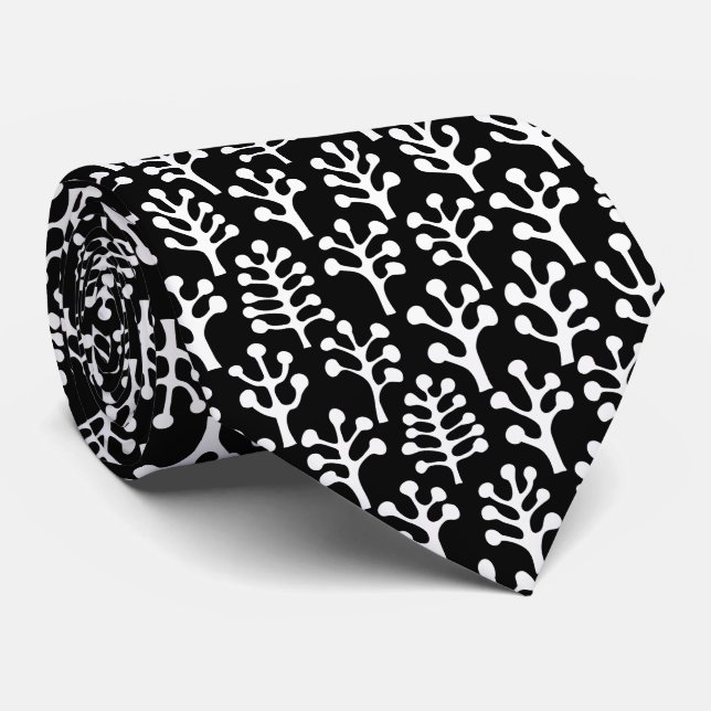 Forest 230823 - White on Black Neck Tie (Rolled)