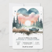 Forest 4X4 Truck Wedding Invitation