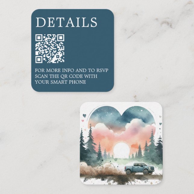 Forest 4X4 Wedding QR Code Enclosure Card (Front/Back)