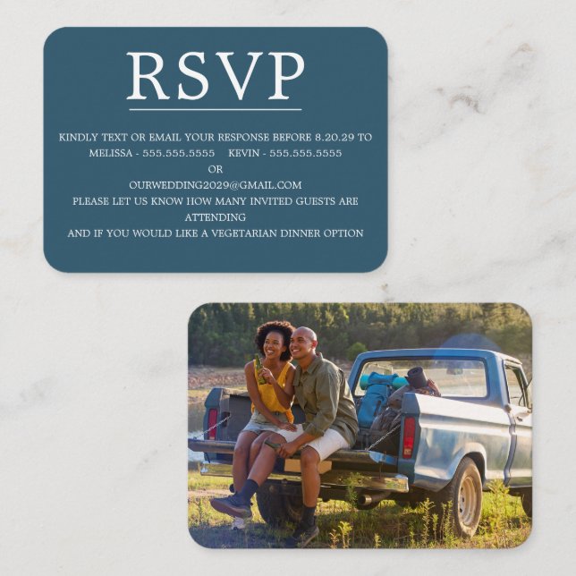 Forest 4X4 Wedding Text RSVP Enclosure Card (Front/Back)