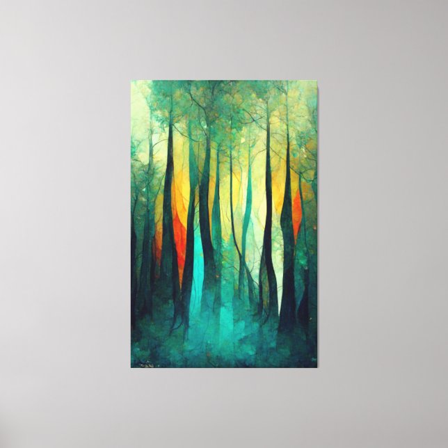 Forest, Abstract Art, Trees, Modern Art, Artwork  Canvas Print (Front)