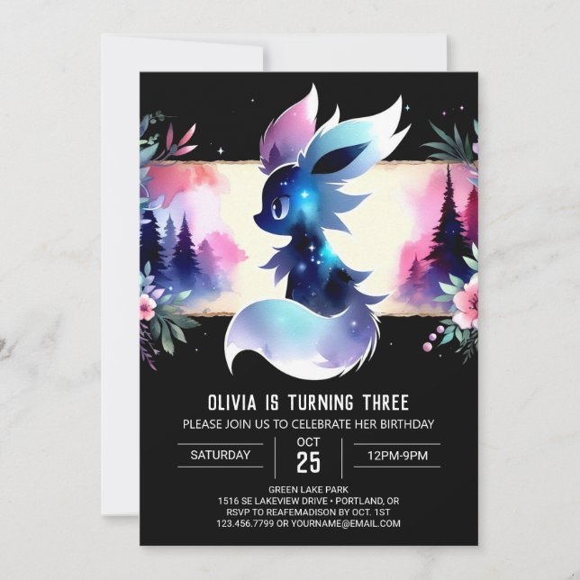 Forest Adorable Wolf Birthday Invitation (Front)