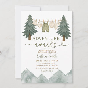 Forest Adventure Awaits Baby Shower Clothesline Invitation