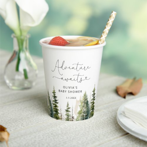 Forest adventure awaits baby shower paper cups