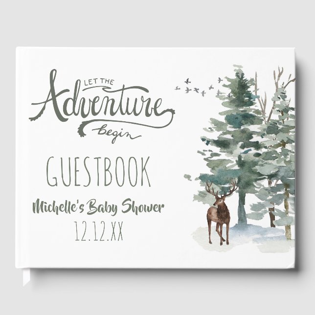 Forest Adventure Baby Shower Boy Guest Book (Front)
