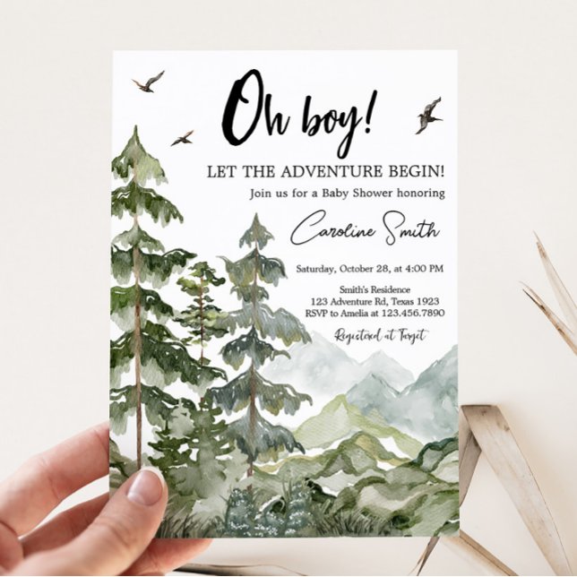 Forest Adventure Baby Shower Invitation (Boy Woodland Baby Shower Invitation)