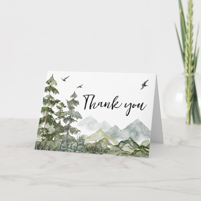 Forest Adventure Baby Shower  Letterpress Thank You Card (Front)