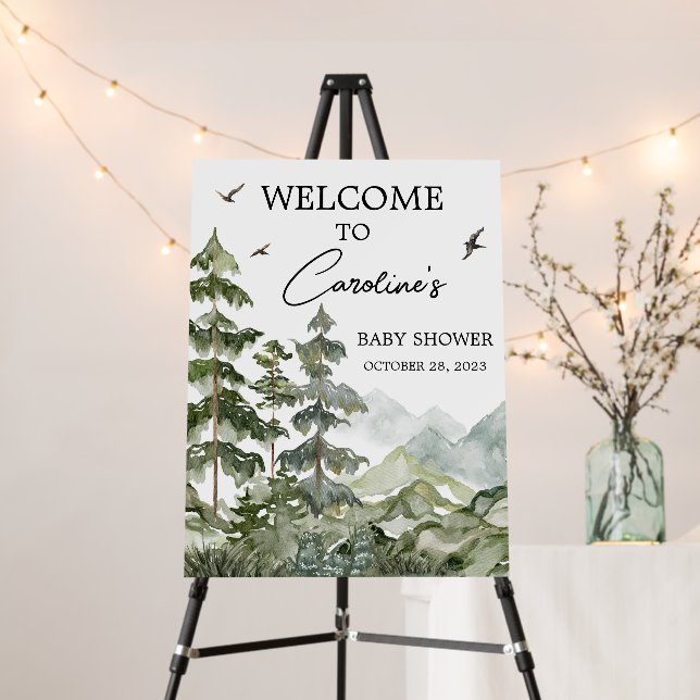 Forest Adventure Baby Shower Welcome Sign (In Situ (Stand))