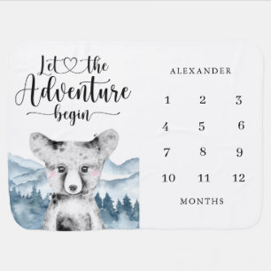 Forest Adventure Baby Watercolor Milestone Blanket