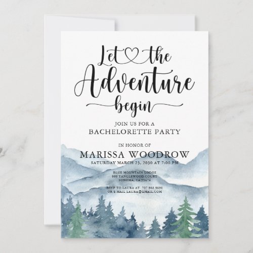 Forest Adventure Bachelorette Party  Invitation