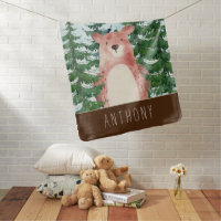 Forest Adventure Bear Boys Baby Blanket