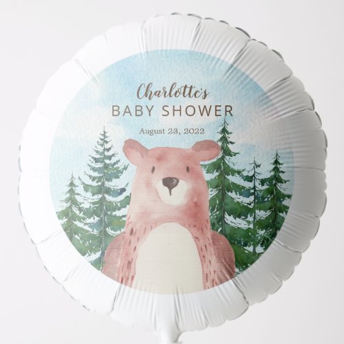 Forest Adventure Bear Boys Baby Shower Balloon