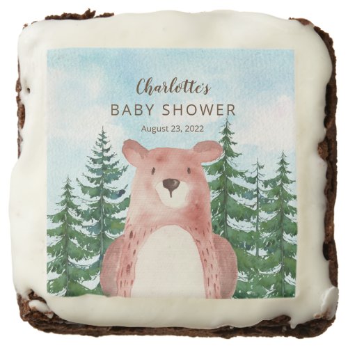 Forest Adventure Bear Boys Baby Shower Brownie