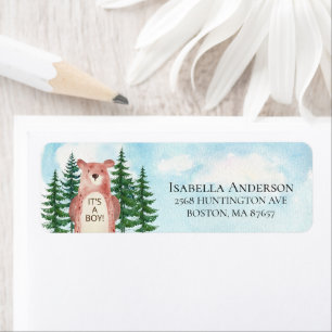 Forest Adventure Bear It's A Boy Label