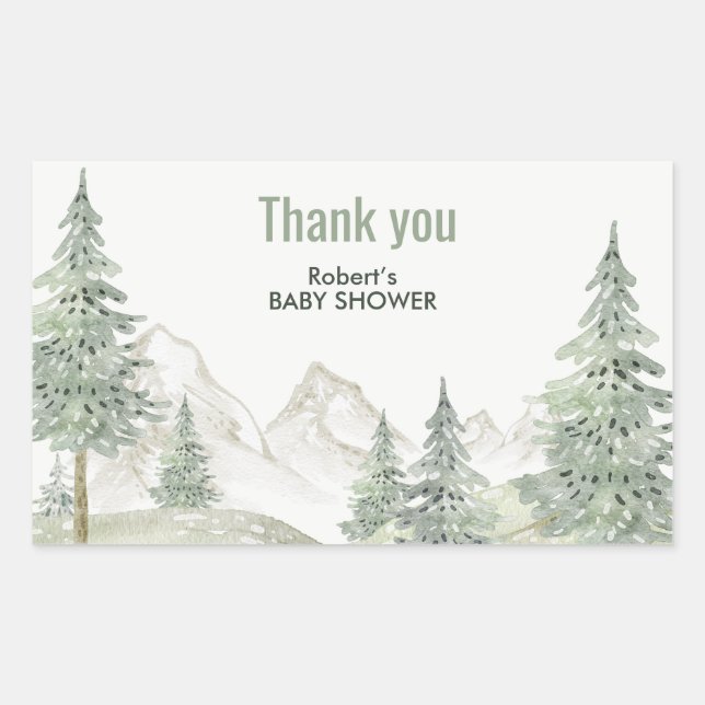 Forest adventure begins baby shower card rectangular sticker (Front)
