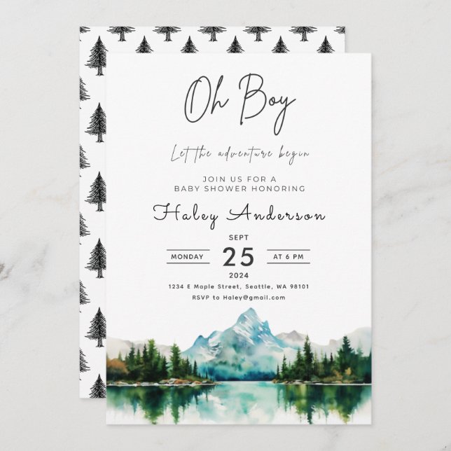 Forest Adventure Boy Baby Shower Invitation (Front/Back)