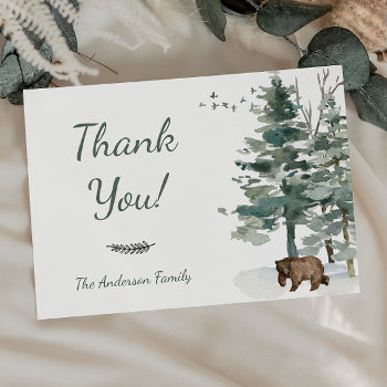 Forest Adventure Boy Bear Baby Shower Thank You by MaggieMart at Zazzle
