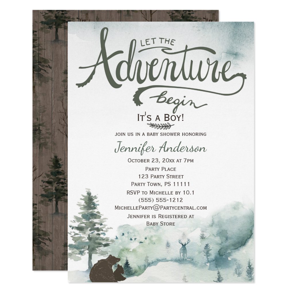 wilderness baby shower invitations