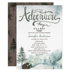 Country Baby Shower Invitations Zazzle Forest Adventure Boy Country Bear Deer Baby Shower Invitation