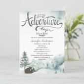 Forest Adventure Boy Country Bear Deer Baby Shower Invitation (Standing Front)