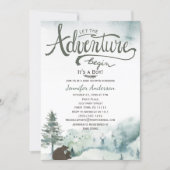 Forest Adventure Boy Country Bear Deer Baby Shower Invitation (Front)