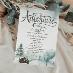 Forest Adventure Boy Country Twin Boys Baby Shower Invitation at Zazzle