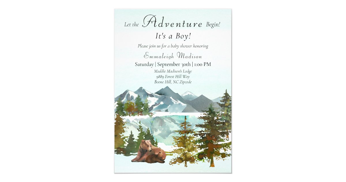 Forest Adventure Boy Rustic Bears Baby Shower Invitation Zazzle