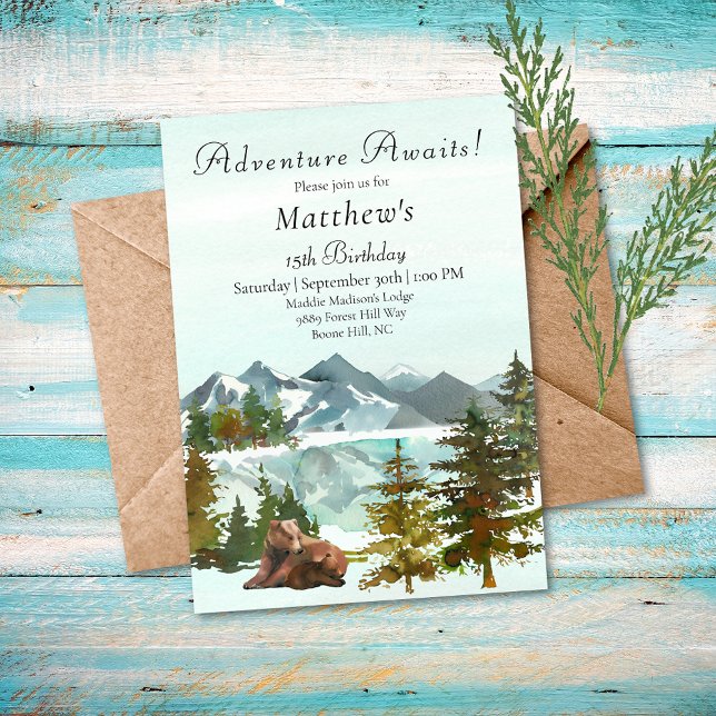 Forest Adventure Boy Rustic Bears Birthday Party Invitation (Creator Uploaded)