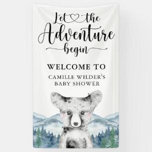 Forest Adventure Mountains Baby Shower Banner