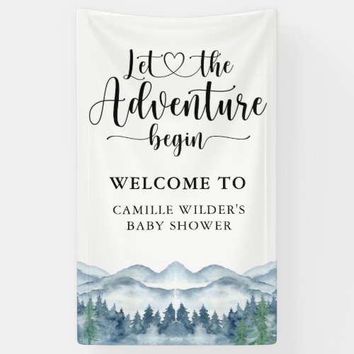 Forest Adventure Mountains Baby Shower Banner