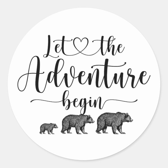 Forest Adventure Mountains Baby Shower Classic Cla Round Sticker (Front)