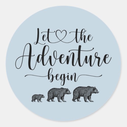 Forest Adventure Mountains Baby Shower Classic Classic Round Sticker