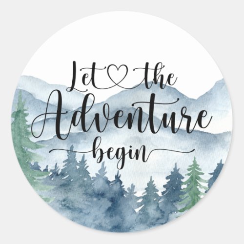 Forest Adventure Mountains Baby Shower Classic Round Sticker