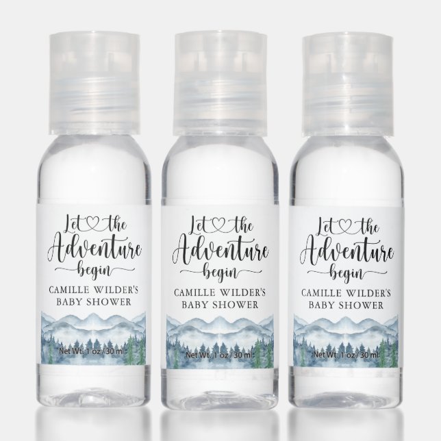 Forest Adventure Mountains Baby Shower Hand Sanitizer (Set)