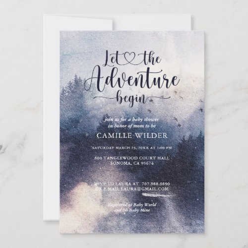 Forest Adventure Mountains Baby Shower Invitation