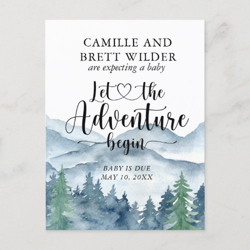 Forest Adventure Mountains Baby Shower Pregnancy Announcement Postcard