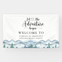 Forest Adventure Mountains Blue Engagement Party