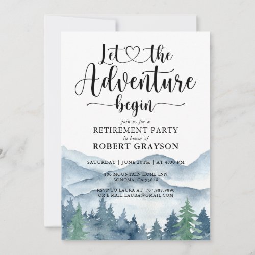 Forest Adventure Mountains Retirement Party Invitation