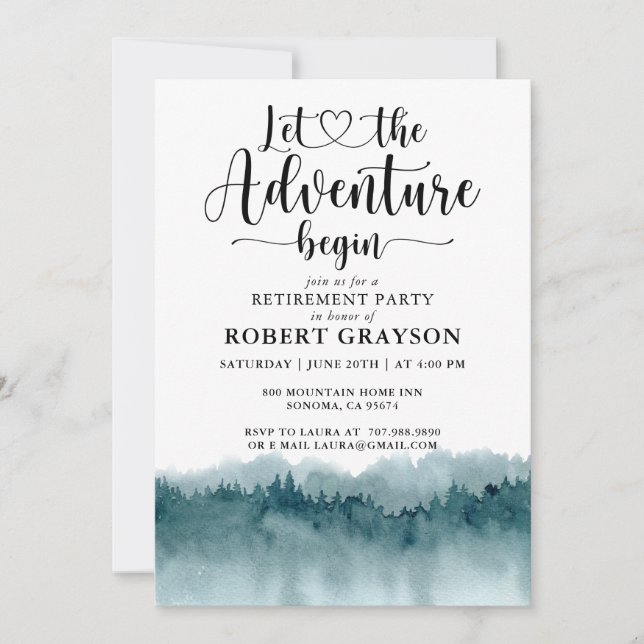 Forest Adventure Mountains Retirement Party  Invitation (Front)